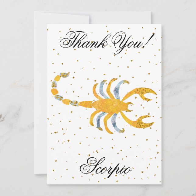 Gold Scorpio 1st Birthday & Big Photo Thank You Card (Front)