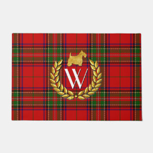 Gold Scottie, Wreath and Monogram Doormat