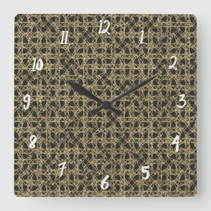 Gold Scratch Golden Modern Glamour Square Wall Clock