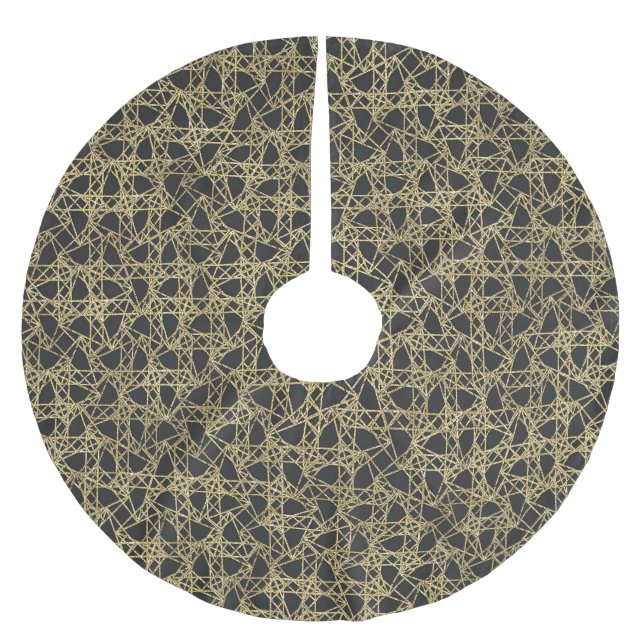 Gold Scratch Golden Modern Glamour Unique Elegant Brushed Polyester Tree Skirt (Front)