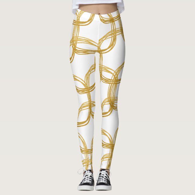 Gold Scribble Circles Modern Chic Choose Any Colou Leggings (Front)