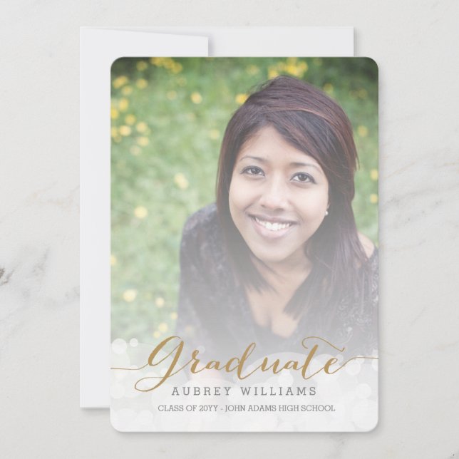 Gold Script 2 Photo Grad Announcement (Front)