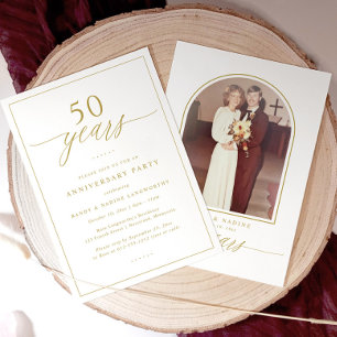 Gold Script 50th Wedding Anniversary Party Invitation