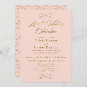 Gold Script After the Wedding Celebration Blush Invitation