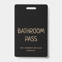 Gold Script Back To School Bathroom Hall Pass