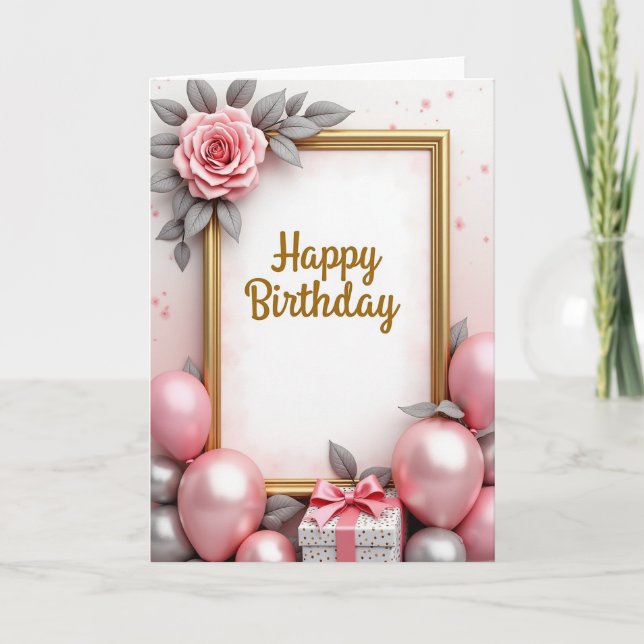 Gold Script Birthday Card (Front)