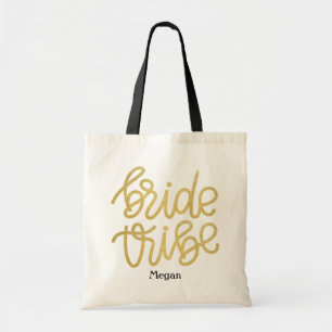 Gold Script Bride Tribe Tote Bag