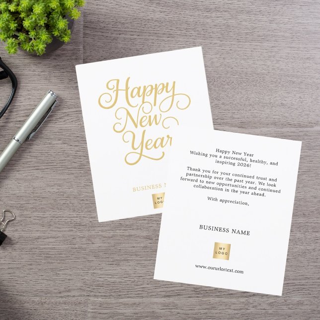 Gold script business logo New Year Greetings Flyer (Creator Uploaded)