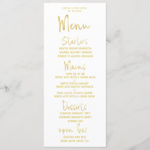 Gold Script Calligraphy Classic Wedding Dinner Menu