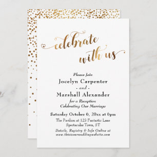 Gold Script Celebrate with Us Confetti Back Invitation