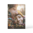 Gold script Christmas stars 1 photo green holiday