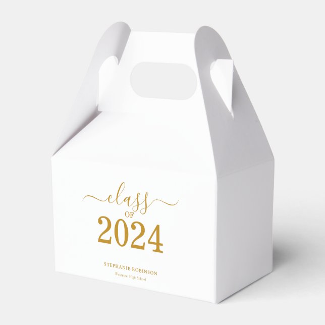 Gold Script Class of 2024 Graduation   Favour Box (Front Side)