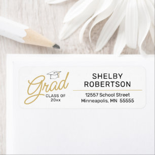 Gold Script Class of 2025 Grad Return Address Label