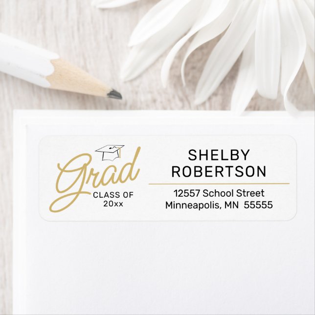 Gold Script Class of 2025 Grad Return Address Label (Insitu)