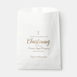 Gold Script Cross Christening Thank you Treat Favour Bag