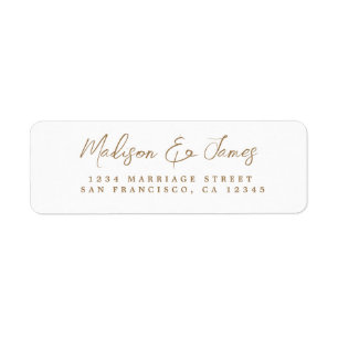 Gold Script Elegant Wedding Return Address Label
