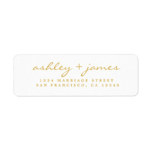 Gold Script Elegant Wedding Return Address Return Address Label