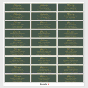 Gold Script Emerald Green Wedding Address Labels