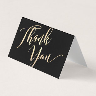 Gold Script Font Calligraphy Thank You Business Card