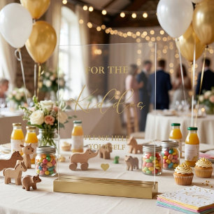 Gold Script For the kiddos Wedding Favours Acrylic Sign