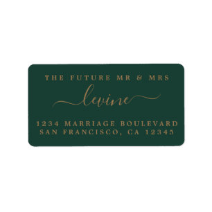 Gold Script Future Mr Mrs Green Return Address Label