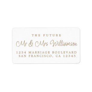 Gold Script Future Mr Mrs Wedding Return Address Label