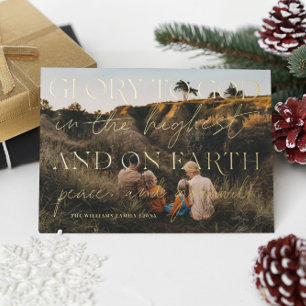 Gold Script   Glory to God Christmas Holiday Photo