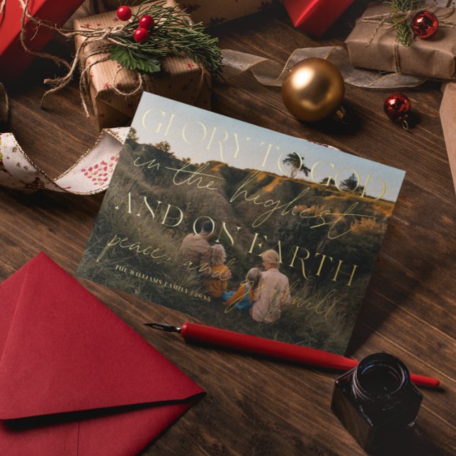 Gold Script | Glory to God Christmas Holiday Photo (Creator Uploaded)