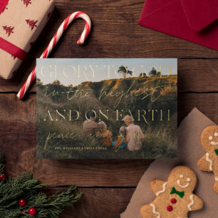 Gold Script   Glory to God Christmas Holiday Photo
