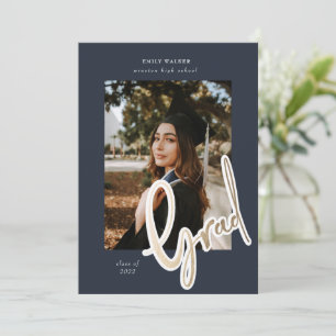 gold script graduation announcement photo card