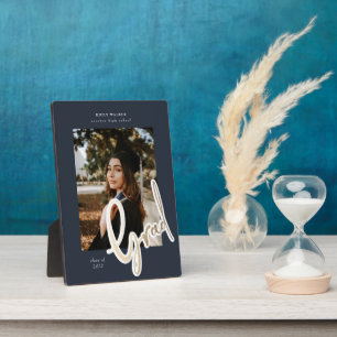 gold script graduation announcement photo card pla plaque