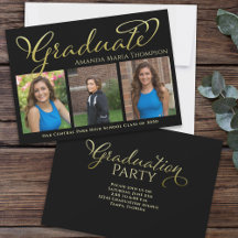 Gold Script Graduation Party Photo Custom
