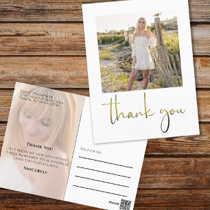 Gold Script Graduation Photo Custom Postcard