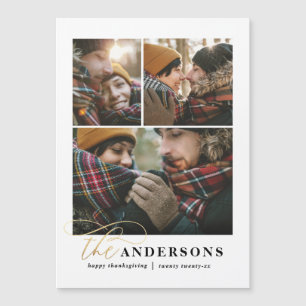 Gold script green plaid multi photo thanksgiving h