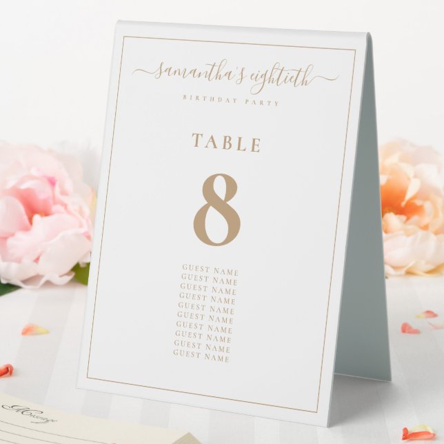 Gold Script Guest Names Birthday Table Number (In SItu (Wedding))