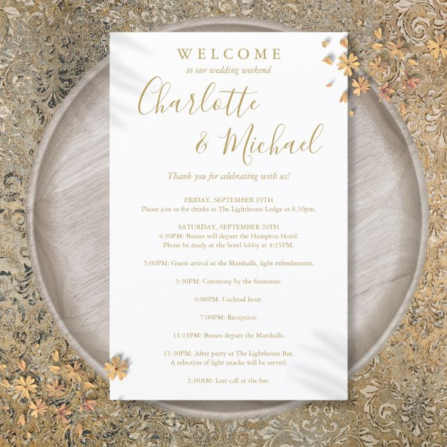 Gold Script Guest Wedding Weekend Program (Gold Script Guest Wedding Weekend Program)
