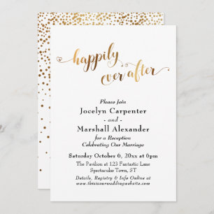 Gold Script Happily Ever After Confetti Back Invitation