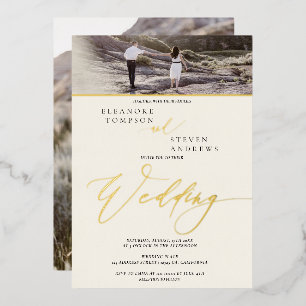 gold script ivory 2 photos wedding
