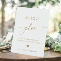 Gold Script Let Love Glow Wedding Glow Stick Sign