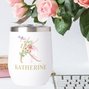 Gold Script Letter K Monogram Personalised Name
