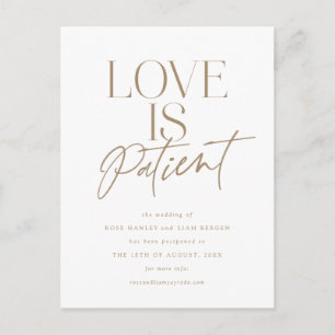 Gold Script Love Wedding Postponed Change the Date Postcard