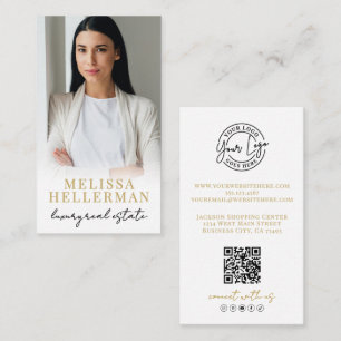 Gold Script Luxury Real Estate Photo Business Card