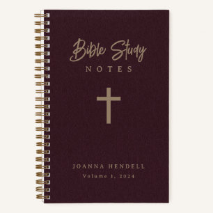 Gold Script Mahogany Leather Look Bible Study Notebook