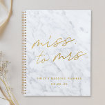 Gold Script Marble Miss to Mrs. Bridal Wedding Planner<br><div class="desc">Custom-designed bridal wedding planner notebook featuring "Miss. to Mrs." modern calligraphy design on grey marble background.</div>