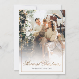 Gold Script Merriest Christmas Photo Holiday Card
