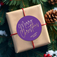Gold Script Merry Christmas on Purple
