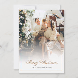 Gold Script Merry Christmas Photo Holiday Card