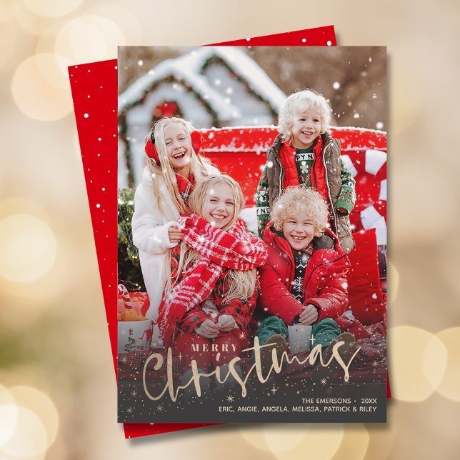 Gold Script Merry Christmas Photo Holiday Card (Creator Uploaded)