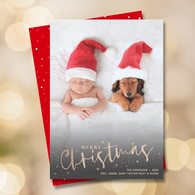 Gold Script Merry Christmas Photo Holiday Card (Creator Uploaded)