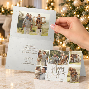Gold Script Merry Christmas Six Photo Card